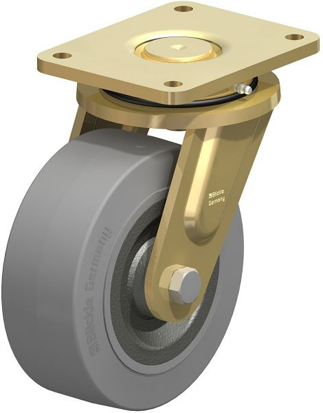 Blickle LS-SE 202K-SG Stahlgeschweißte Schwerlast-Lenkrolle, schwere Drehkranz-Ausführung, Elastik-Vollgummi, Grau, 446526