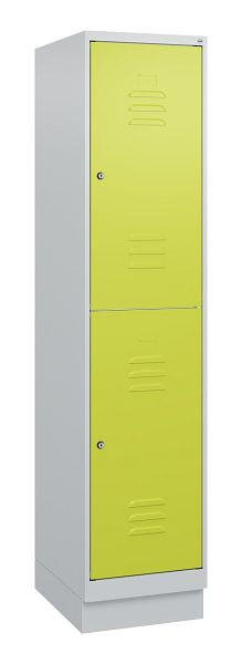 C+P Doppelstöckiger Spind Classic PLUS, Sockel, 1800x400x500mm, 7035/0024, Zylinderschlösser, 0803207-12 S10025