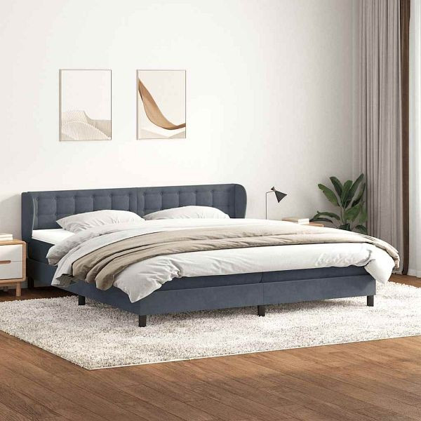 vidaXL Boxspringbett mit Matratzen Dunkelgrau 180x220 cm Samt, 3317914