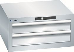 LISTA Schubladenschrank 27x27E (BxTxH) 564x572x283mm KEY Lock, Lichtgrau, 2 Schubladen, Fronthöhen: 100 mm, 78.463.020