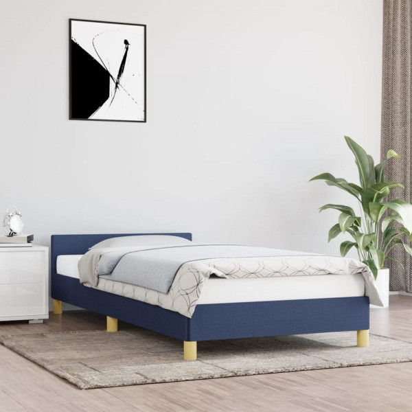 vidaXL Bettgestell mit Kopfteil Blau 90x200 cm Stoff, 347389