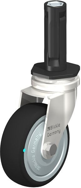 Blickle LRXA-PATH 75KD-FK-EXR02 Edelstahl-Apparate-Lenkrolle mit Expander, Thermoplastisches Polyurethan, Grau, 853377