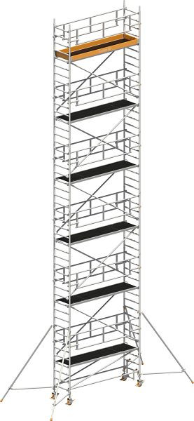 Layher Gerüst Uni Standard P2 SAFETY PLUS mit Doppelgeländer und Gerüststützen, Max. Plattformhöhe: 11,20 m, 1421131