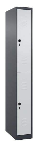 C+P Doppelstöckiger Spind Classic PLUS, 1850x250x500mm, 7016/7035, Drehriegel, 080300-19 S10011