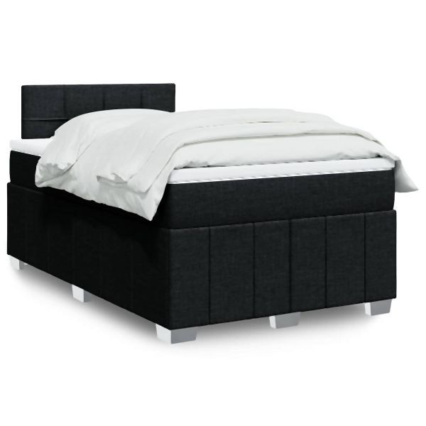 vidaXL Boxspringbett mit Matratze Schwarz 120x200 cm Stoff, 3289337