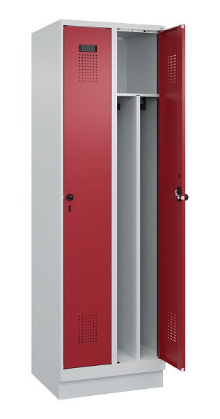 C+P Spind Evolo PLUS, mit Sockel, 2 Abteile, 1950x600x500mm, 7035/3003, Verschluss Drehriegel, 049020-20F S10004