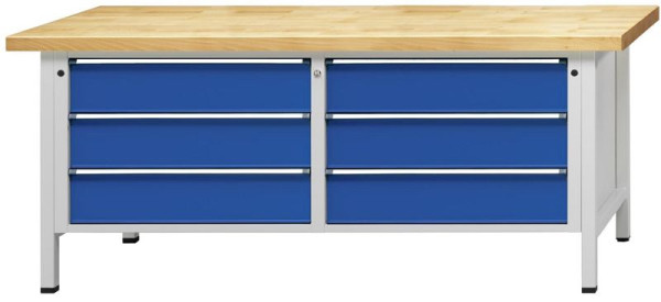 ANKE Werkbänke Kastenwerkbank, Modell 108 VX, 2000 x 800 x 890 mm, RAL 7035/5010, BMP 40 mm, 330.033
