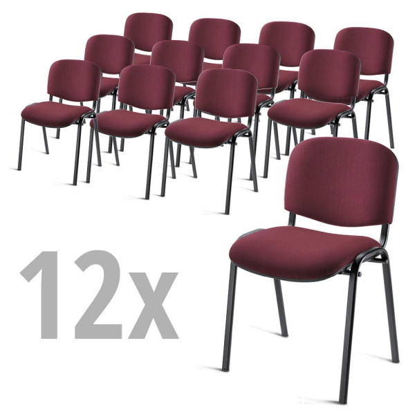 Deskin 12er SET - Besucherstühle ISO, Bordeaux, 545 x 560 x 820 mm, Gestell: Schwarz, 346662