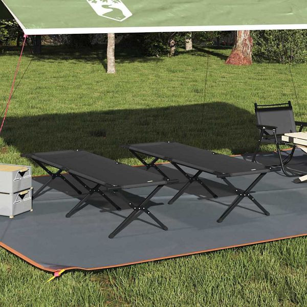 vidaXL Klapp Schlafbett fürs Camping 2 Stück Schwarz Oxford Stoff, 42003181
