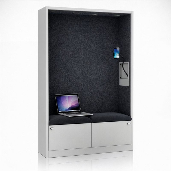 Jan Nowak Schrank mit Sitzfläche und Ruhezone SALLY MentalBox 1850 x 1150 x 400 mm, Grau, Dunkelgrau, 2085
