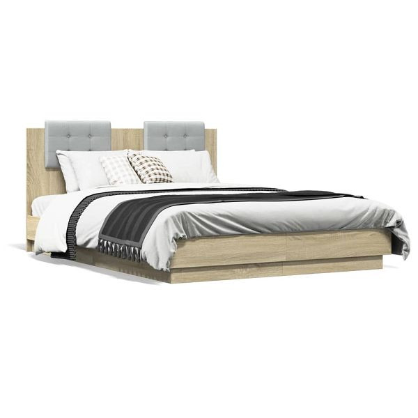 vidaXL Bettgestell mit Kopfteil Sonoma-Eiche 120x190 cm Holzwerkstoff, 3209963