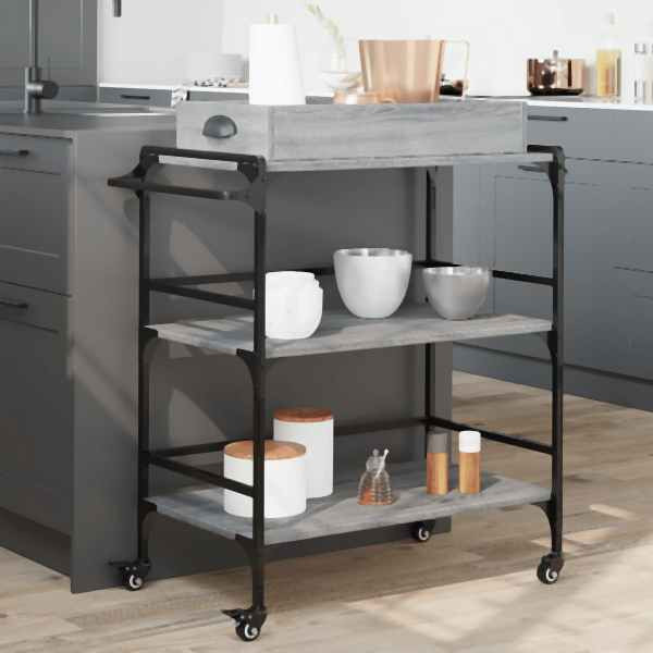 vidaXL Küchenwagen Grau Sonoma 81,5x41x92,5 cm Holzwerkstoff, 842344