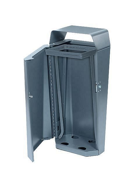 Renner Stand-Abfallbehälter "Modell ESTILO" ca. 70 L Inhalt, zum Aufschrauben, verzinkt, beschichtet, moosgrün, mit Müllsackhalter, 7759-00PB 6005