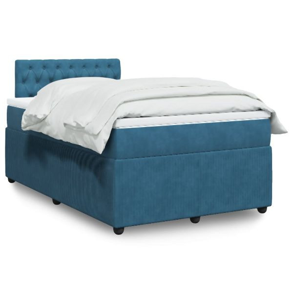 vidaXL Boxspringbett mit Matratze Blau 120x200 cm Samt, 3290020