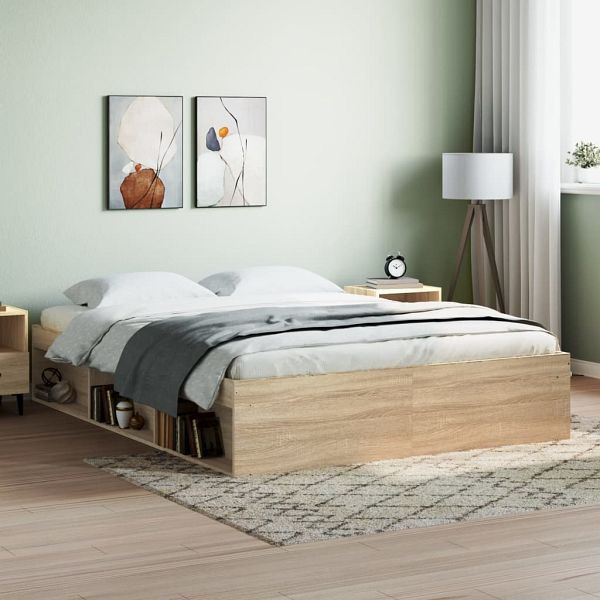 vidaXL Bettgestell Sonoma-Eiche 150x200 cm, Top-Qualität, 3203868