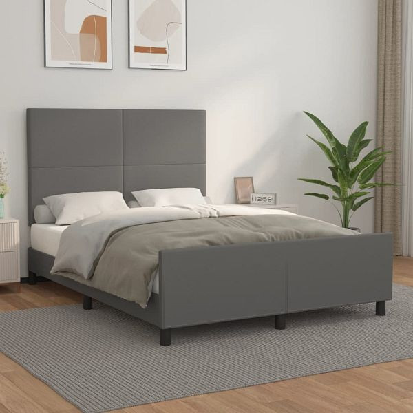 vidaXL Bettgestell mit Kopfteil Grau 140x190 cm Kunstleder, 3125449