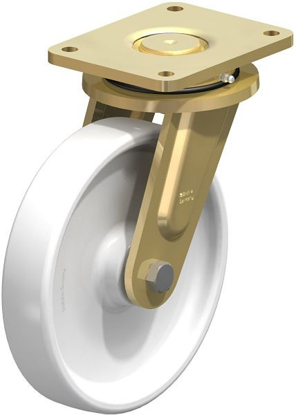 Blickle LS-SPO 251G Stahlgeschweißte Schwerlast-Lenkrolle, schwere Drehkranz-Ausführung, Polyamid, Weiß, 755061