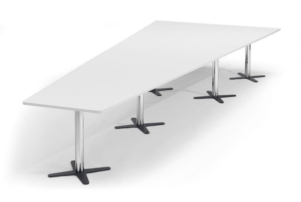 Deskin Konferenztisch DUBLIN, Dekor: Weiß, Gestellfarbe: Verchromt / Anthrazit RAL 7016, BxHxT: 5000 x 735 x 2050 mm, 330316