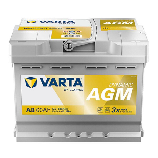 VARTA A8 Dynamic AGM Autobatterie 12V 60Ah D52, 560901068