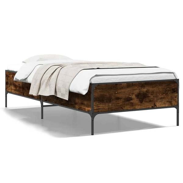 vidaXL Bettgestell Räuchereiche 75x190 cm Holzwerkstoff und Metall, 844993