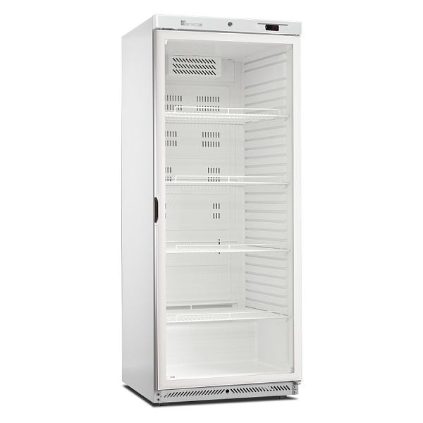 Marecos Kühlschrank GN 2/1 mit Glastür aus weißem Stahl 600 Serie, statisch gekühlt mit Ventilator, 221.103