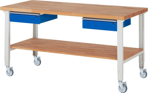 RAU Fahrbare Werkbank (höhenverstellbar) 7002A7, 2000x900x950-1000mm, 4 Lenkrollen, 05-7002A7-209B4H4.11