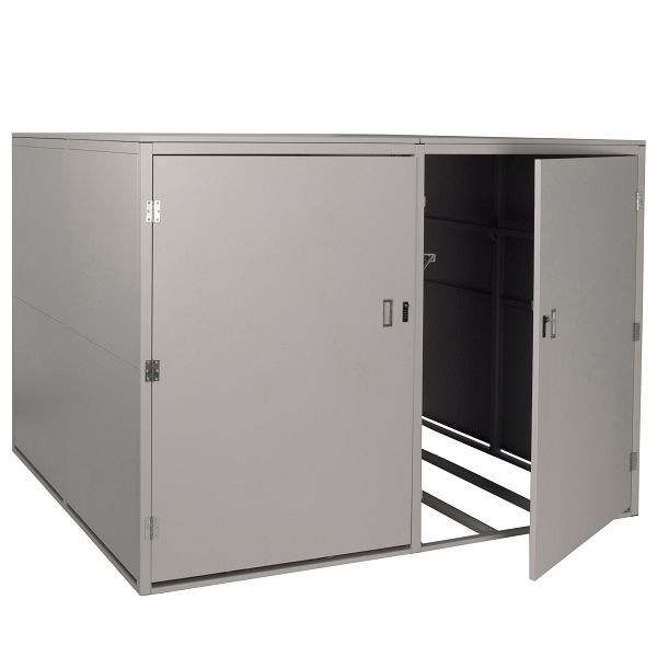 Mendler 4er-Fahrradgarage HWC-L56c, Gerätehaus Fahrradbox mit Ablage, abschließbar Metall 160x222x208cm, hellgrau, 106856+106857+106858+106859