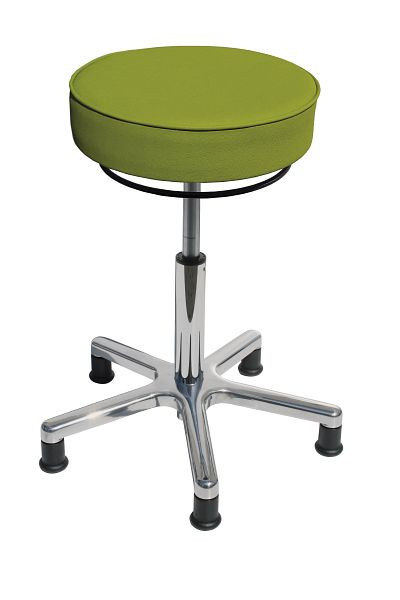 Lotz Hocker, Sitz: Kunstleder, limone, Ø 360 mm, Sitzstärke 90 mm, Sitzhöhenverstellung: 540 - 720 mm, Aluminium, 3861.0-16