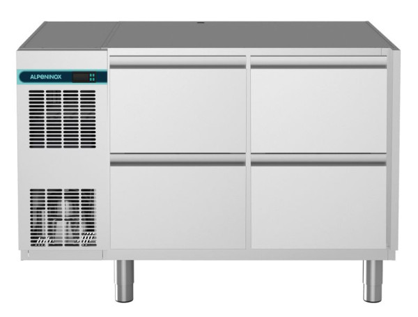 ALPENINOX Kühltisch, 2 Abteile CLM 700 2-7031, für GN 1/1, steckerfertig, Umluftkühlung, 402721031