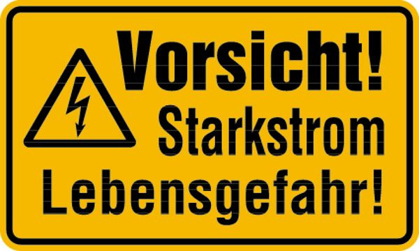 Schilder Klar Betriebsbeschilderung Vorsicht! Starkstrom, 200x120x1.5 mm Kunststoff, 183/71