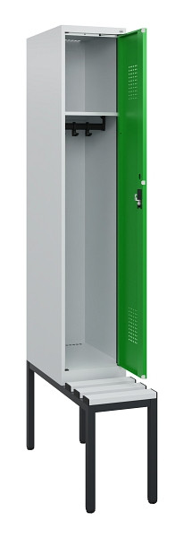 C+P Spind Evolo PLUS, 1 Abteil, 1950x300x815mm, 7035/6037, Zylinderschloss, Material Sitzfläche Kunststoff, Sitzbank, 0490505-10 S10092