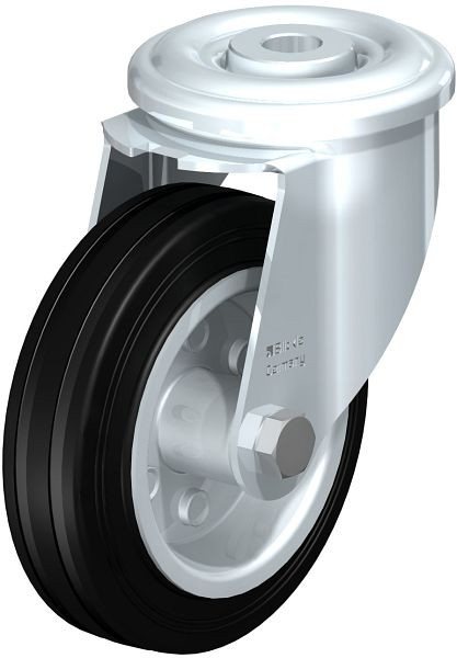Blickle LER-VE 100R Stahlblech-Lenkrolle mit Rückenloch, Vollgummi, Schwarz, 536417