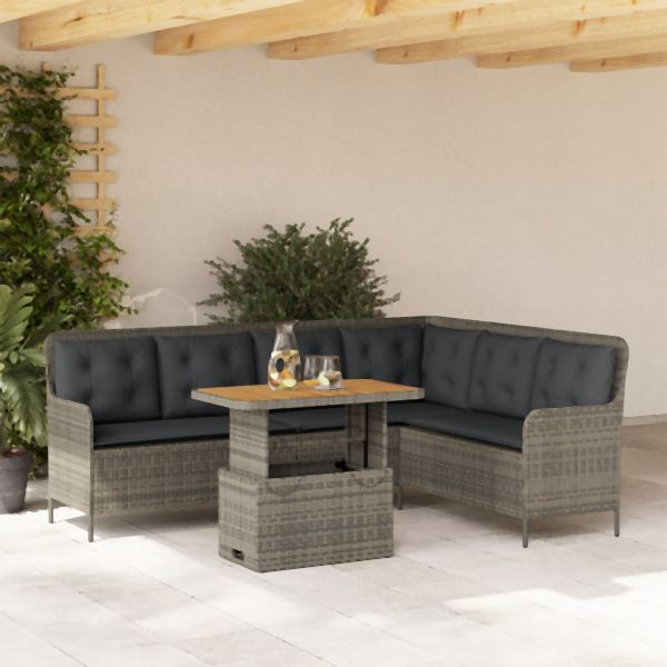 vidaXL 2-tlg. Garten-Sofagarnitur mit Auflagen Poly Rattan Grau, 3262088