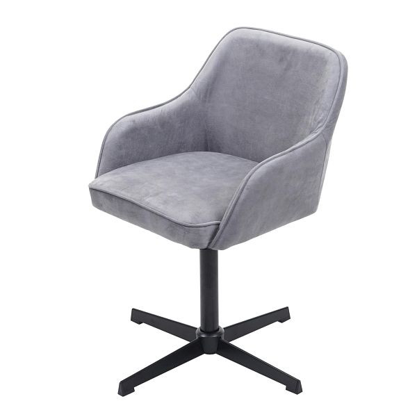Mendler Esszimmerstuhl HWC-F82, Küchenstuhl Lehnstuhl, höhenverstellbar Drehmechanismus, Samt grau, Fuß schwarz, 73560