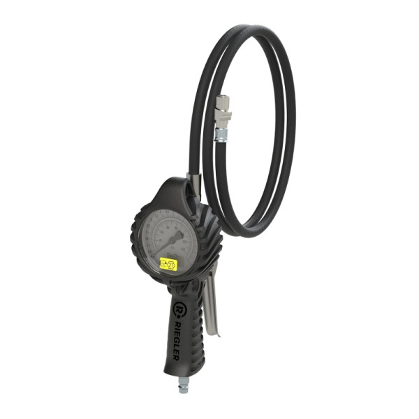 Riegler Standard-Handreifenfüllmesser mit QUIK-LOK Stecker, 3 m Schlauch drehbar, Mano Ø 80 mm, geeicht, 0-12 bar/170 psi, Stecknippel NW 7,2, 137647