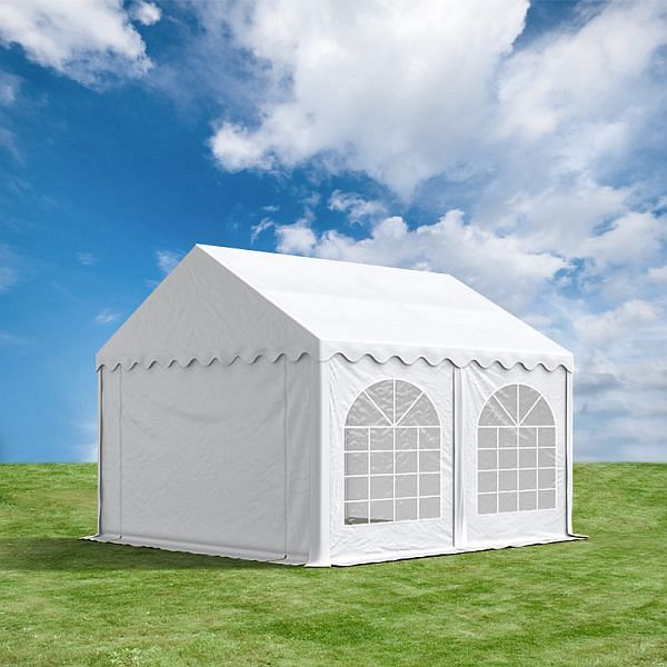 Toolport 3x5 m Partyzelt, PVC-Plane 500 g/m², mit Bodenrahmen, feuersicher weiß, 2629
