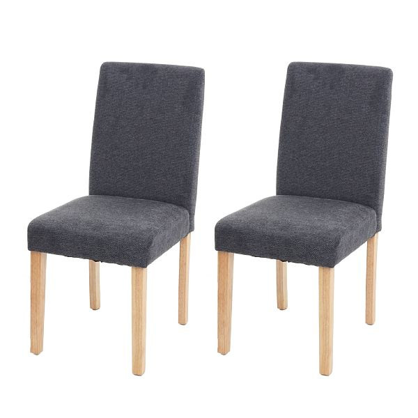 Mendler 2er-Set Esszimmerstuhl Stuhl Küchenstuhl Littau, Textil, anthrazitgrau, helle Beine, 74548