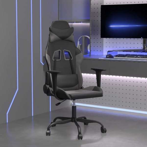vidaXL Gaming-Stuhl mit Massagefunktion Schwarz und Grau Kunstleder, 345403