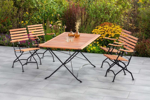 Merxx Schlossgarten Set 5-teilig, 4 Schlossgarten Klappsessel, 1 Schlossgarten Klapptisch, 160 x 90 cm, 50140-217