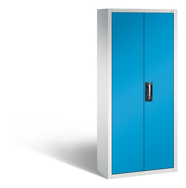 C+P Magazinschrank, H1690xB700xT300 mm, 17 Einlegeböden, 108 Sichtlagerkästen, Grau/Lichtblau, 133413-210 S10032