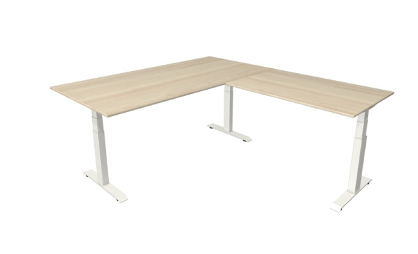 Kerkmann Steh-/Sitztisch Move 4 neu 200 x 100 cm mit Anbau 120 x 80 cm Gestell weiß, Tischplatte Ahorn, 10093350