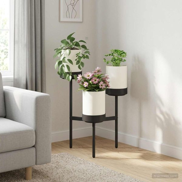 vidaXL Blumenständer Weiß 54 x 49 x 81 cm PP und Stahl, 42033402