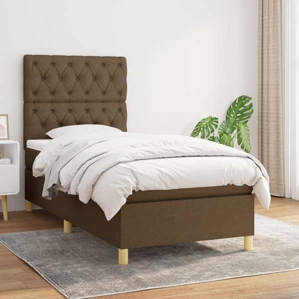 vidaXL Boxspringbett mit Matratze Dunkelbraun 80x200 cm Stoff, 3142532