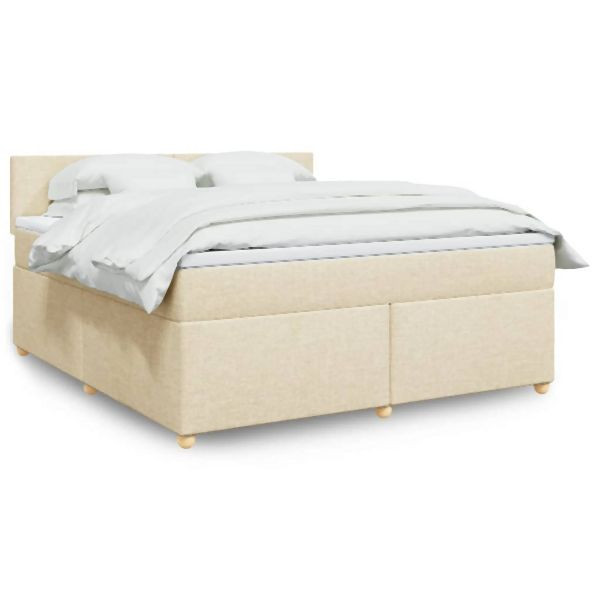 vidaXL Boxspringbett mit Matratze Creme 180x200 cm Stoff, 3286757