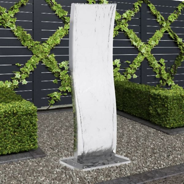 vidaXL Gartenbrunnen mit Pumpe Edelstahl 130 cm Geschwungen, 48089