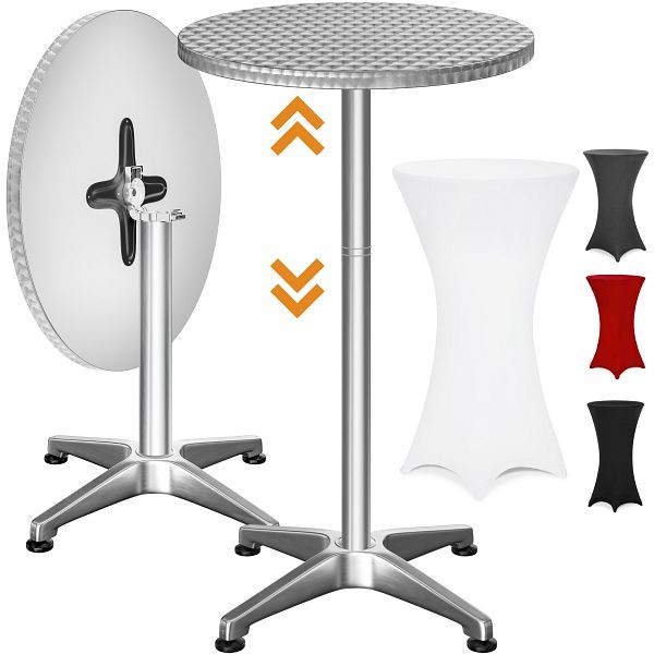 casaria Stehtisch Silber 115x60cm + Husse Weiß Ø60cm, 997734