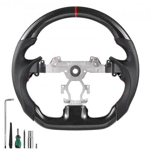 VEVOR Lenkrad für Infiniti G37 (2007–2013), D-förmig, Kohlefaser, Ledergriff rutschfest, Ersatzteil, Schwarz, QCFXPZYYFNDG24LP6001V0