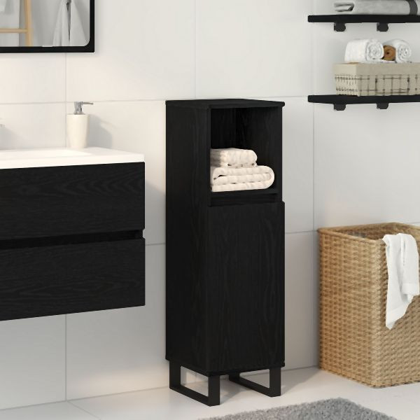 vidaXL Badezimmer Schrank Schwarz Eiche 30x30x100 cm Holzwerkstoff, 862886