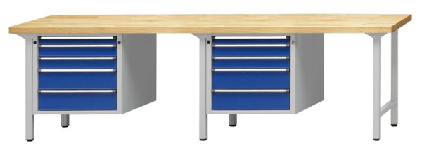 ANKE Werkbänke Kombiwerkbank, Modell 733 V, 2800 x 700 x 890 mm, RAL 7035/5010, BMP 40 mm, 411.329