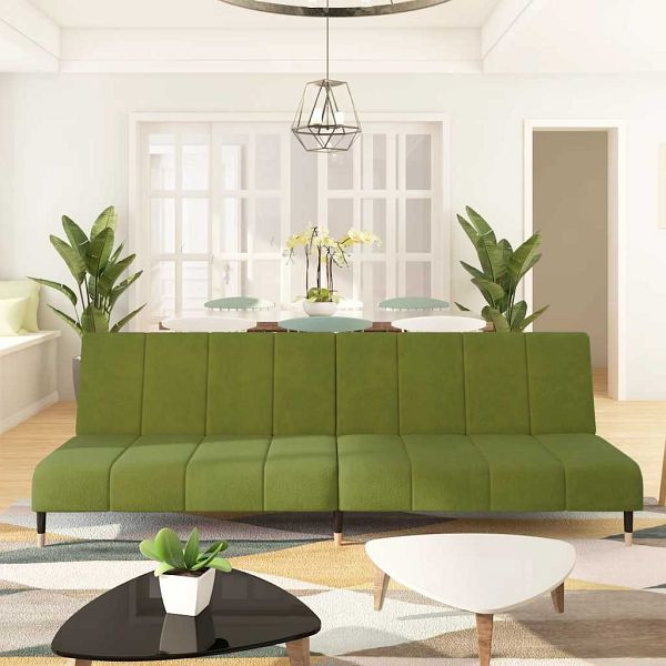 vidaXL Schlafsofa 2-Sitzer Hellgrün Samt, 375877, 8721012380301